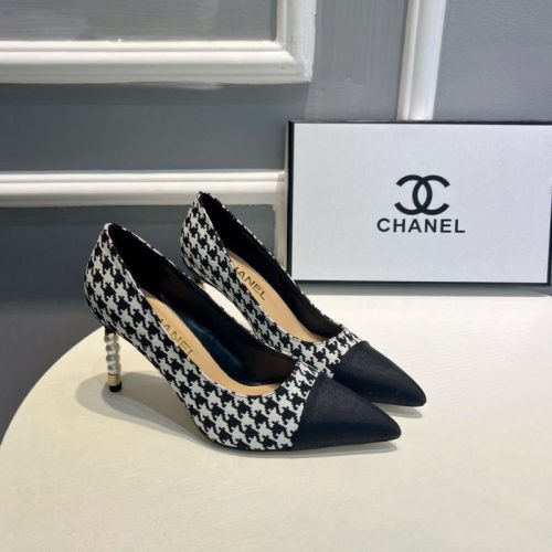 Replica Designer Chanel Fashion Houndstooth Pointed Toe Pumps