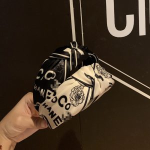 Replica Designer Chanel Fashion Knotted Retro Temperament Fabric Flower Print Headband