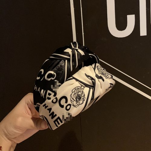 Replica Designer Chanel Fashion Knotted Retro Temperament Fabric Flower Print Headband