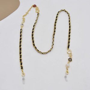 Replica Designer Chanel Fashion Letter Design PU Patched Glasses Chain