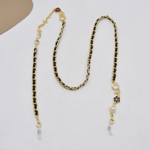 Replica Designer Chanel Fashion Letter Design PU Patched Glasses Chain