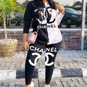 Replica Designer Chanel Fashion Letter Print Two-Piece Set