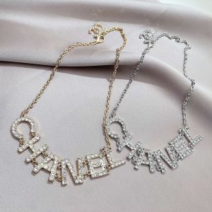 Replica Designer Chanel Fashion Rhinestone Letter Necklace