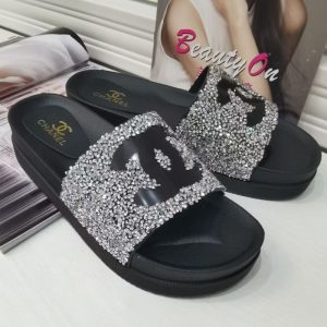 Replica Designer Chanel Fashion Rhinestone Platform Slippers