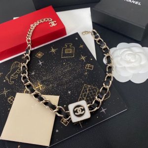 Replica Designer Chanel Handwoven Black Leather Rope Clavicle Necklace