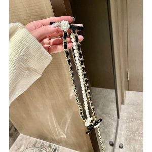 Replica Designer Chanel Hip-Hop Personality Tide Camellia Pearl Leather Chain Belt