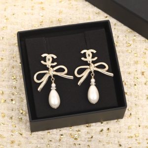 Replica Designer Chanel Hollow Bowknot Pattern Double C Letter Earrings