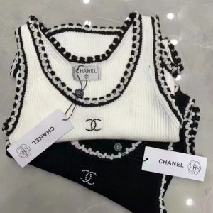 Replica Designer Chanel Knit Crew Neck Sleeveless Top