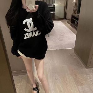 Replica Designer Chanel Letter Embroidered Knit Sweater