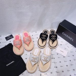Replica Designer Chanel Letter Embroidery Design Breathable Flip-Flops