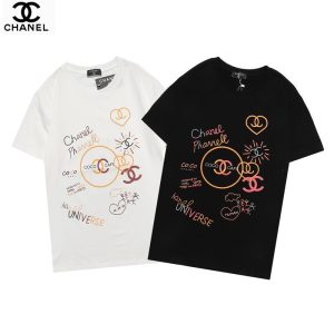 Replica Designer Chanel Letter Heart Pattern Basic T-Shirt