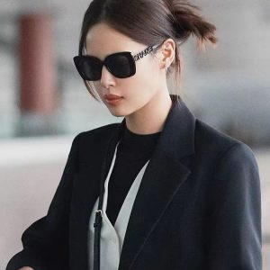 Replica Designer Chanel Letter Hollow Design Large Frame Sunglasses