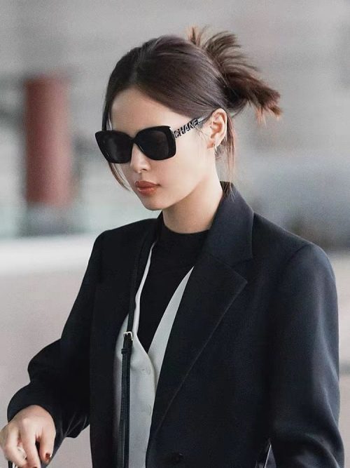 Replica Designer Chanel Letter Hollow Design Large Frame Sunglasses