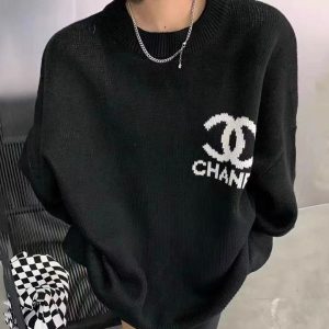 Replica Designer Chanel Letter Jacquard Pullover Sweater