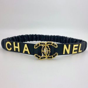 Replica Designer Chanel Letter Metal Buckle Semi-Elastic Leather Belt