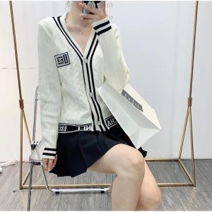 Replica Designer Chanel Long-Sleeve Button Women Knitted Coat