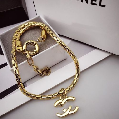 Replica Designer Chanel Personality Solid Color Double C Letter Necklace