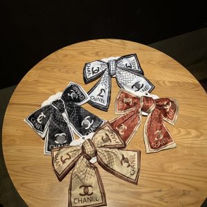 Replica Designer Chanel Printed Bow Hair Rope Hair Ring Accessory