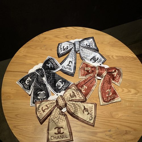 Replica Designer Chanel Printed Bow Hair Rope Hair Ring Accessory