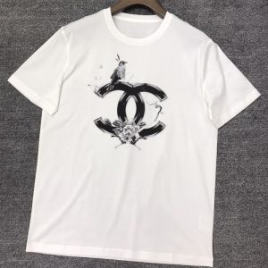 Replica Designer Chanel Printed Round Collar Short-Sleeve Casual T-Shirt