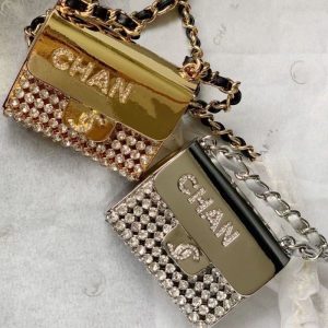 Replica Designer Chanel Rhinestones Double C Metal Chain Small Square Bag