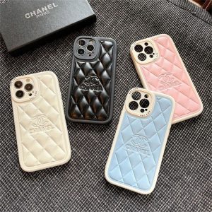 Replica Designer Chanel Rhombus Pattern Solid Color Apple Mobile Phone Case