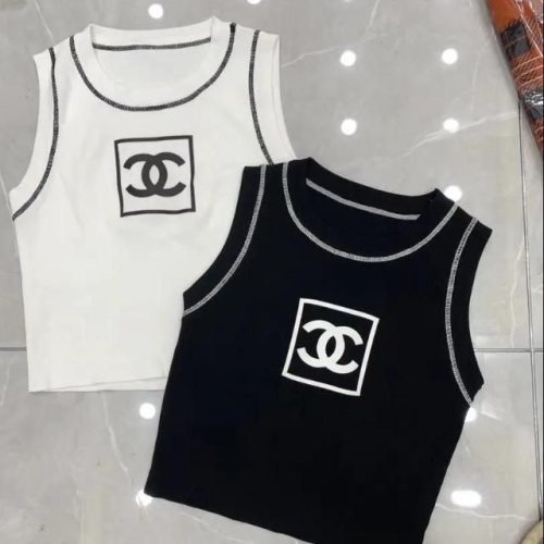 Replica Designer Chanel Simple Double C Letter Pattern Sleeveless Vest