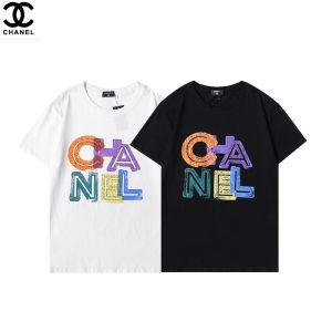 Replica Designer Chanel Simple Letter Pattern Round Collar T-Shirt