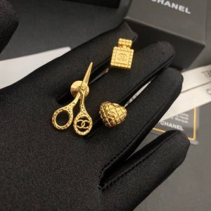 Replica Designer Chanel Small Scissors Heart-Shaped Perfume Bottle Brooch Three-Piece Set