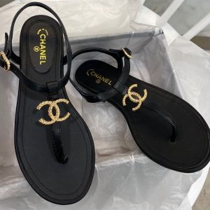 Replica Designer Chanel Solid Color Flat Sandals