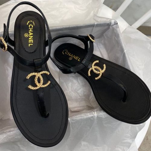 Replica Designer Chanel Solid Color Flat Sandals