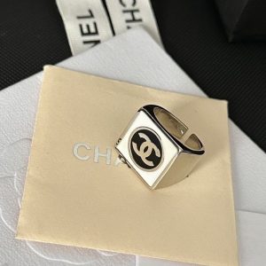 Replica Designer Chanel Statement Square Enamel Letter Open Ring
