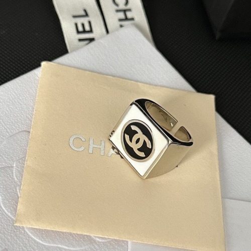 Replica Designer Chanel Statement Square Enamel Letter Open Ring