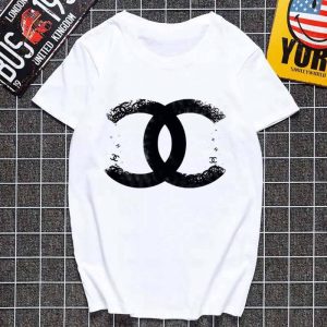 Replica Designer Chanel Summer Men And Women Cotton Short Sleeve Loose White T-Shirt