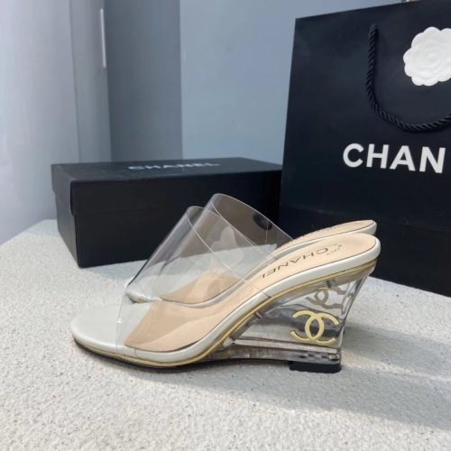 Replica Designer Chanel Transparent Wedge Pumps