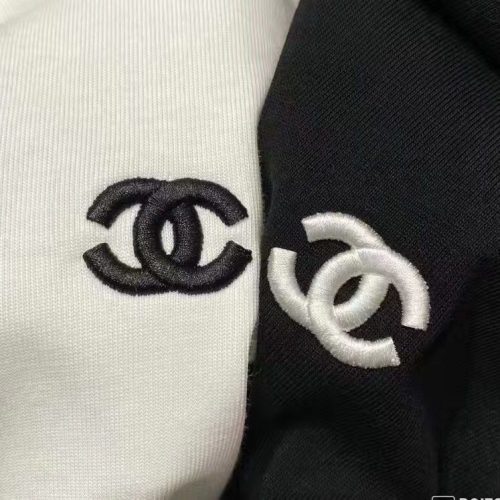 Replica Designer Chanel Unisex Cotton Short-Sleeved Double C Embroidery T-Shirt