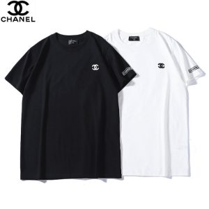 Replica Designer Chanel Unisex Embroidered Arm Drop Glue Cotton Short-Sleeved T-Shirt
