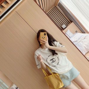 Replica Designer Chanel Unisex Fashion Printed Double C Letters Short-Sleeved T-Shirt