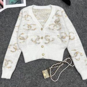 Replica Designer Chanel V Neck Long-Sleeve Button Knitted Cardigan Pullover Sweater