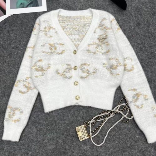 Replica Designer Chanel V Neck Long-Sleeve Button Knitted Cardigan Pullover Sweater