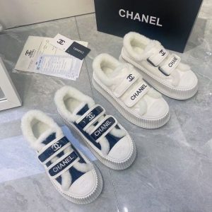 Replica Designer Chanel Velcro Plush Sneakers