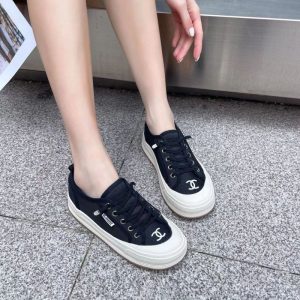 Replica Designer Chanel Women All-Match Simple Thick Bottom Double C Letters Sneakers