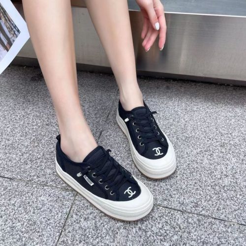 Replica Designer Chanel Women All-Match Simple Thick Bottom Double C Letters Sneakers
