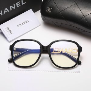 Replica Designer Chanel Women Anti-Blue Light Round Frame Double C Letters Sunglasses