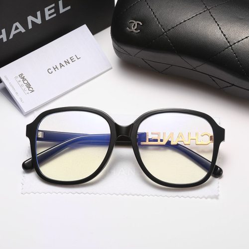 Replica Designer Chanel Women Anti-Blue Light Round Frame Double C Letters Sunglasses