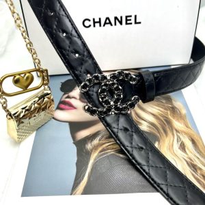 Replica Designer Chanel Women Black Double C Belt