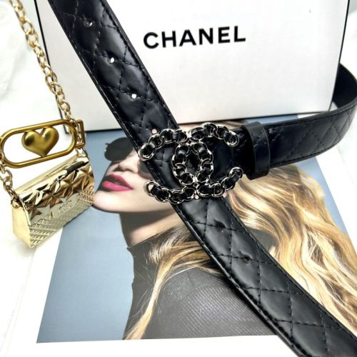Replica Designer Chanel Women Black Double C Belt