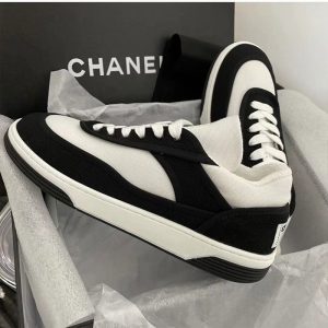 Replica Designer Chanel Women Casual Double C Lace Up Canvas Flat Sneakers