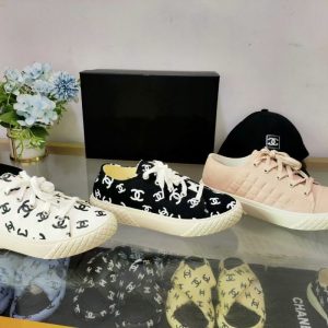 Replica Designer Chanel Women Casual Double C Rhombus Thick-Soled Sports Sneakers