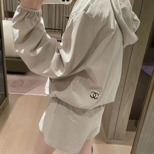 Replica Designer Chanel Women Casual Hoodies Top And Short 2PCS Suit